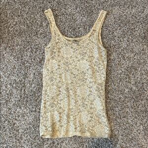 BKE Cream Floral Lace Tank